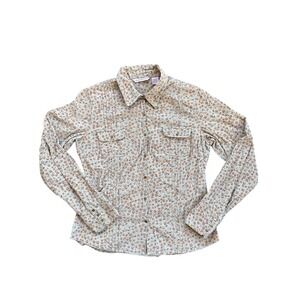 Overdrive snap western style corduroy long sleeve floral shirt women's Large